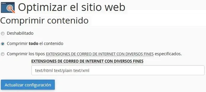 Gzip en cPanel